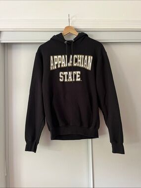 Port and Company Black Appalachian State Hoodie with Gold & White Lettering